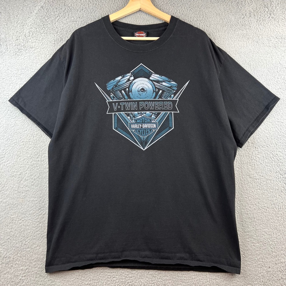 Harley Davidson V Twin Powered Graphic T Shirt Men's X Large Black Desert Wind